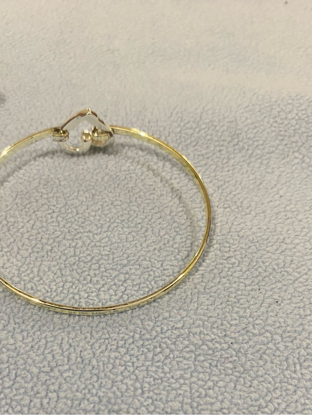 Gold Heart Crystal Accent Bangle Bracelet - Picture 3 of 4